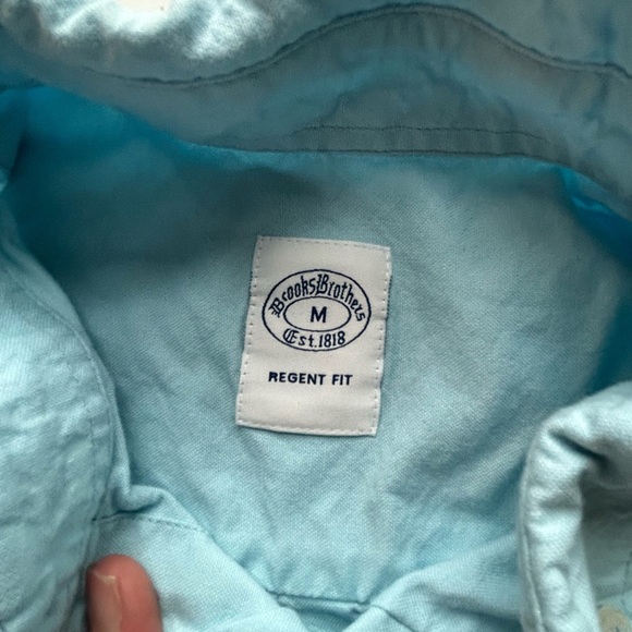 Vintage Brooks Brother Regent Fit Blue 100% Cotton Button Up Long Sleeve Medium - Picture 3 of 7